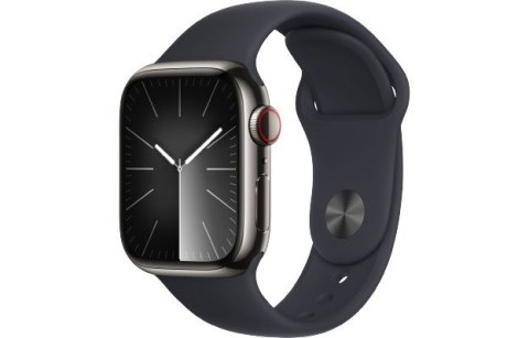 Watch Series 9 GPS + Cellular, 41mm Koperta ze stali nierdzewnej w kolorze mocnego grafitu z paskiem sportowym w kolorze północy Watch Series 9 GPS + Cellular, 41mm Koperta ze stali nierdzewnej w kolorze mocnego grafitu z paskiem sportowym w kolorze północy