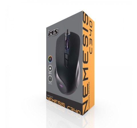 Mysz gamingowa przewodowa Nemesis C340 4000 DPI RGB LED programowalne przyciski czarna Mysz gamingowa przewodowa Nemesis C340 4000 DPI RGB LED programowalne przyciski czarna