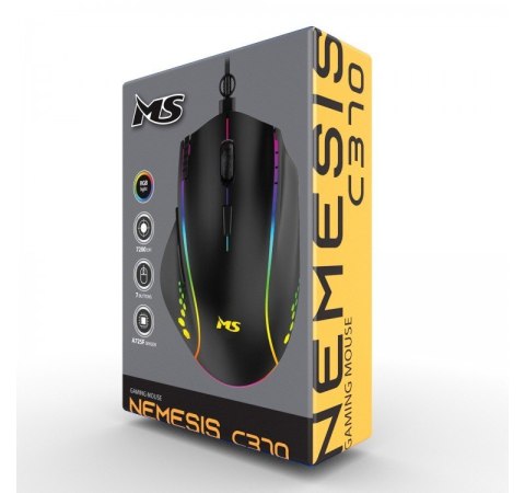Mysz gamingowa przewodowa Nemesis C370 7200 DPI 7P RGB LED czarna Mysz gamingowa przewodowa Nemesis C370 7200 DPI 7P RGB LED czarna