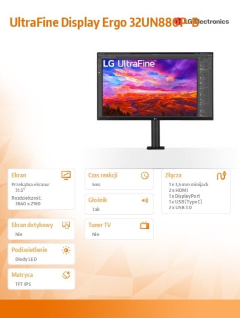 Monitor 32UN880P-B 31.5 cala 4K UHD HDR 10 FreeSync Monitor 32UN880P-B 31.5 cala 4K UHD HDR 10 FreeSync
