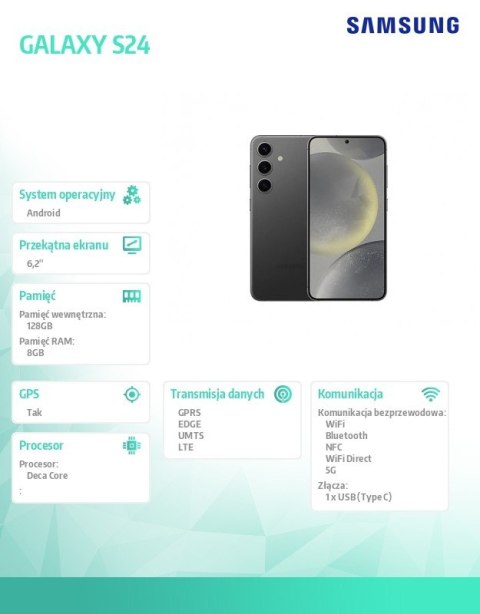 Smartfon GALAXY S24 5G 8/128GB Enterprise Edition Czarny Smartfon GALAXY S24 5G 8/128GB Enterprise Edition Czarny
