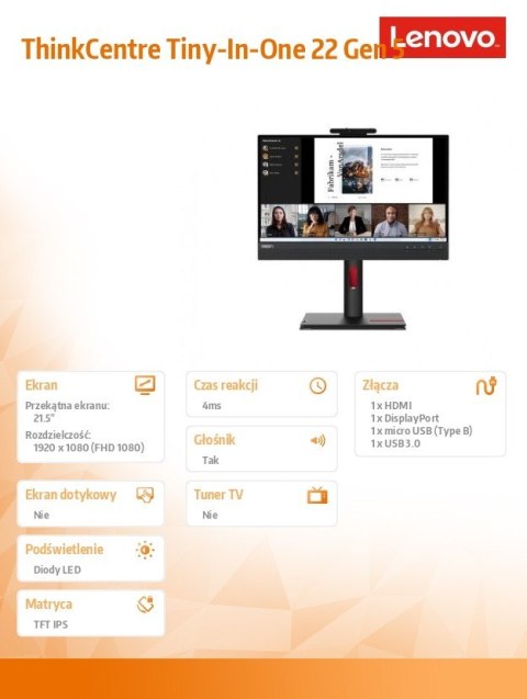 Monitor 21.5 cala ThinkCentre Tiny-in-One Touch Gen 5 12N9GAT1EU