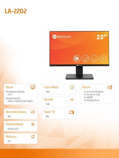 Monitor 22 cale LA-2202 HDMI DP D-SUB Monitor 22 cale LA-2202 HDMI DP D-SUB