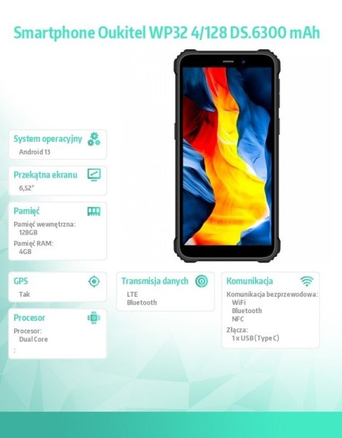 Smartfon WP32 4/128GB 6300 mAh DualSIM pomarańczowy Smartfon WP32 4/128GB 6300 mAh DualSIM pomarańczowy