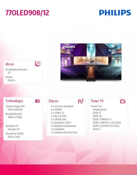 Telewizor 77 cali OLED+ 77OLED908/12 Telewizor 77 cali OLED+ 77OLED908/12
