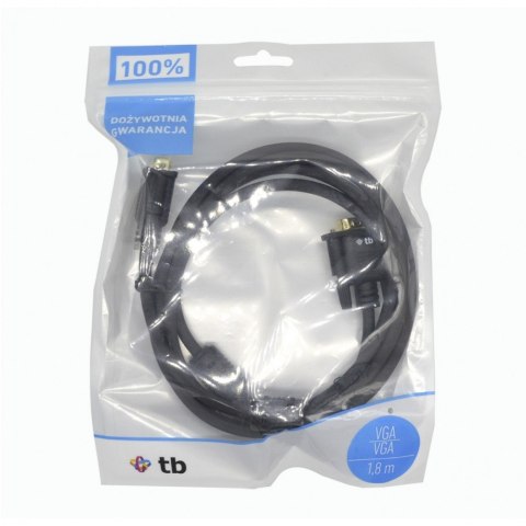 Kabel VGA 15M-15M 1.8 m., czarny pozłacany Kabel VGA 15M-15M 1.8 m., czarny pozłacany