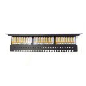 Patch panel 19" 24 porty, kat.6, U/UTP, 1U, wspornik kablowy, czarny (kompletny)