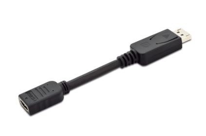 Kabel adapter Displayport z zatrzaskiem 1080p 60Hz FHD Typ DP/HDMI A M/Ż czarny 0,15m